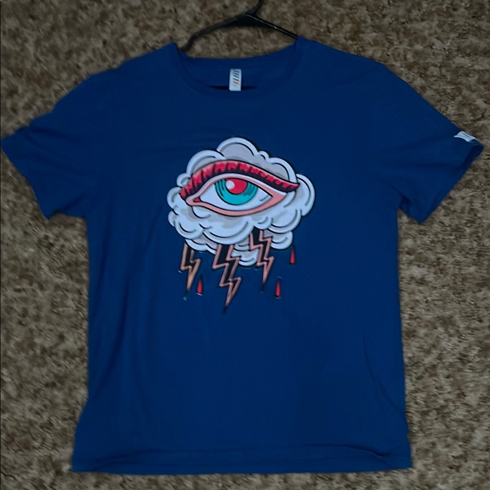 Blue Graphic Tee with Eye Design